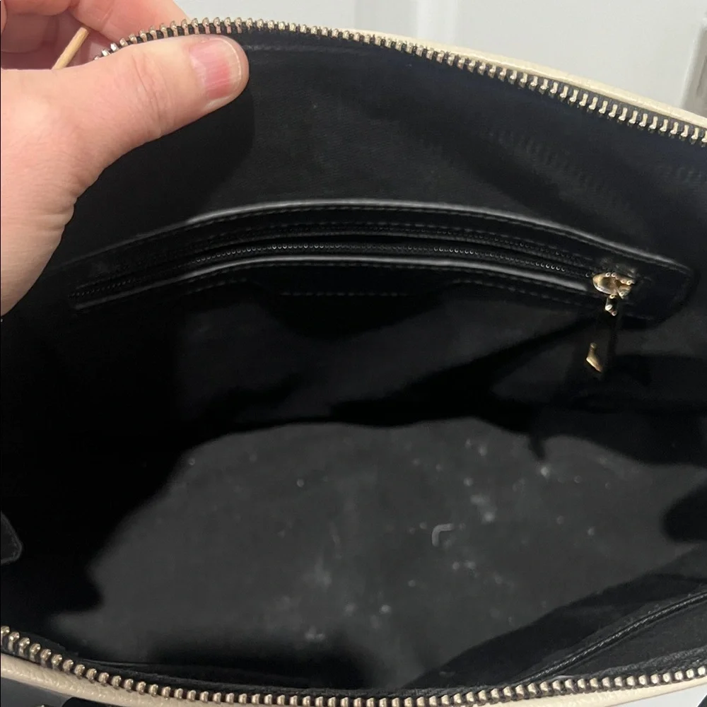 Elegant Black Satchel with white piping by SUSU